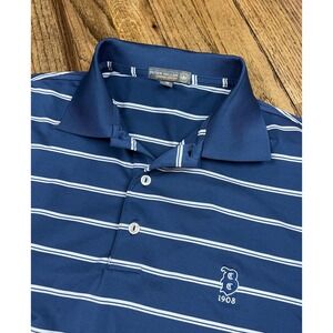 Peter Millar Summer Comfort Crown Sport Golf Polo Shirt Striped Blue Mens Medium